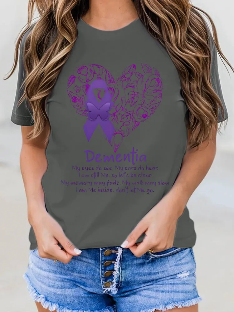 Women's Alzheimer's Awareness Floral Print T-Shirt