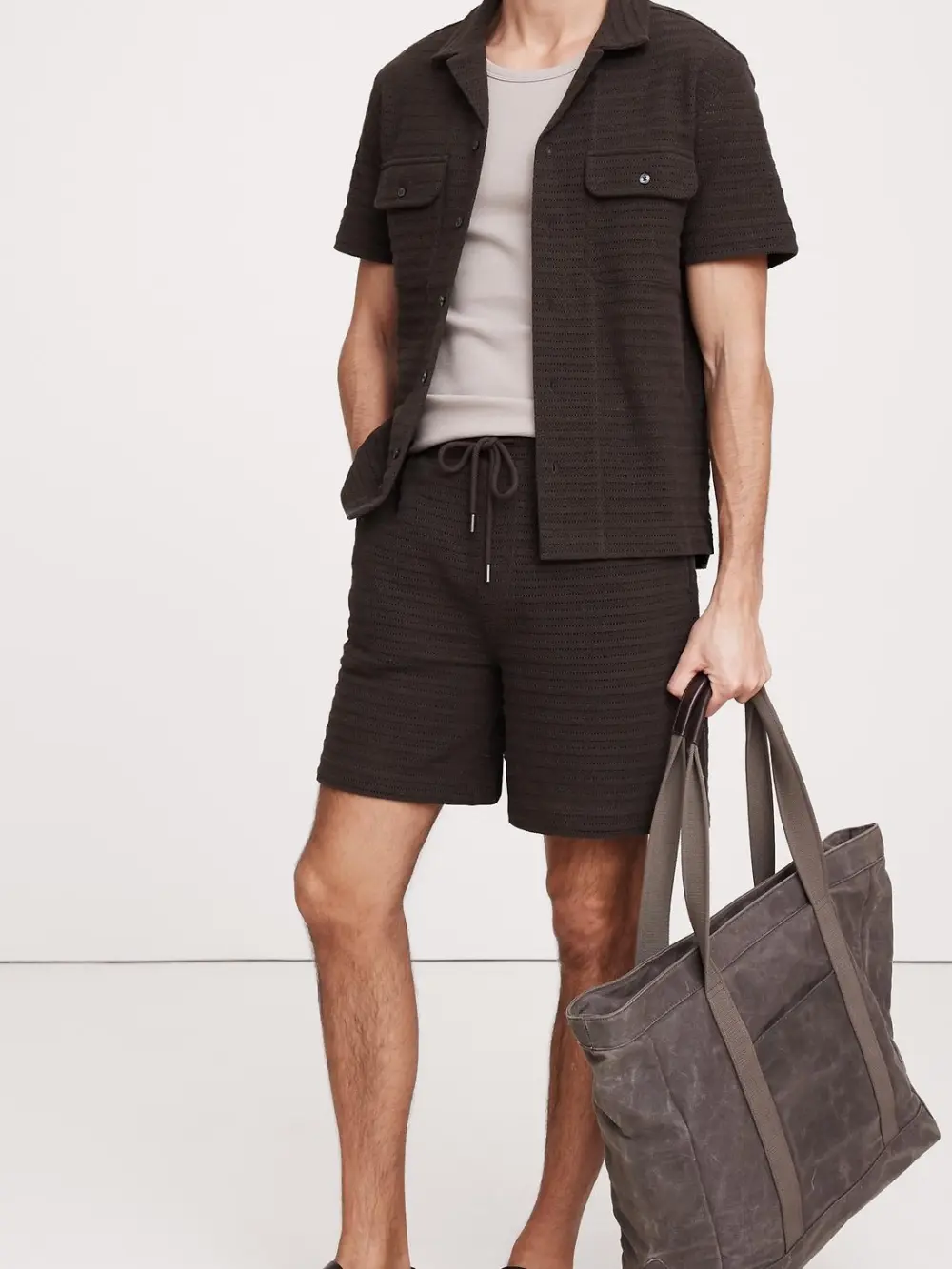 Men's Heathland Brown Cotton Jacquard Shorts