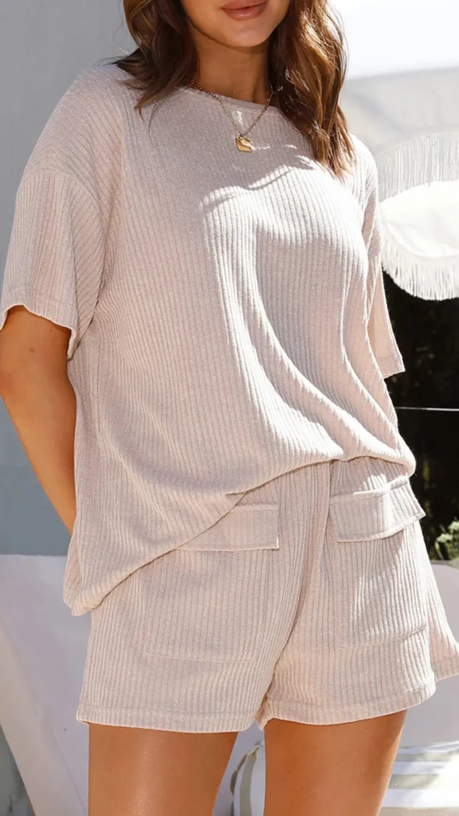 Light-Colored Vertical Striped Casual Top