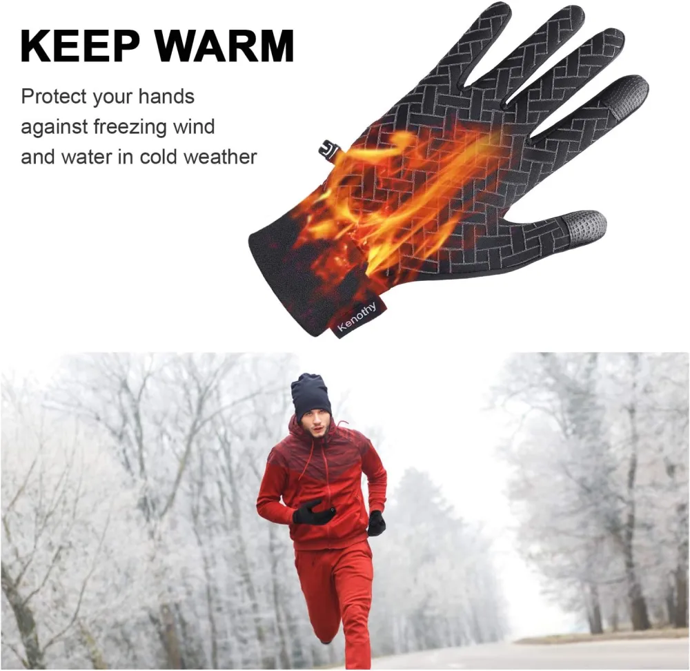 Winter Gloves for Men Women Thermal Touch Screen Water Resistant Windproof Anti Slip Heated Warm Glove for Cycling Running Biking Driving Hiking