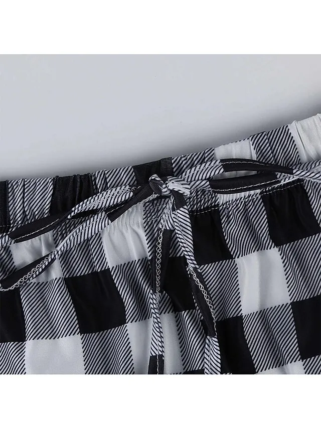 Women's Christmas Pajama Pant Grid / Plaid Fashion Simple Comfort Home Xmas Daily Flannel Comfort Pant Adjustable Fall Winter White Pink