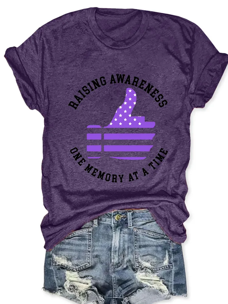 Women'S Raising Awareness One Memory At A Time Round-Neck Short-Sleeved T-Shirt