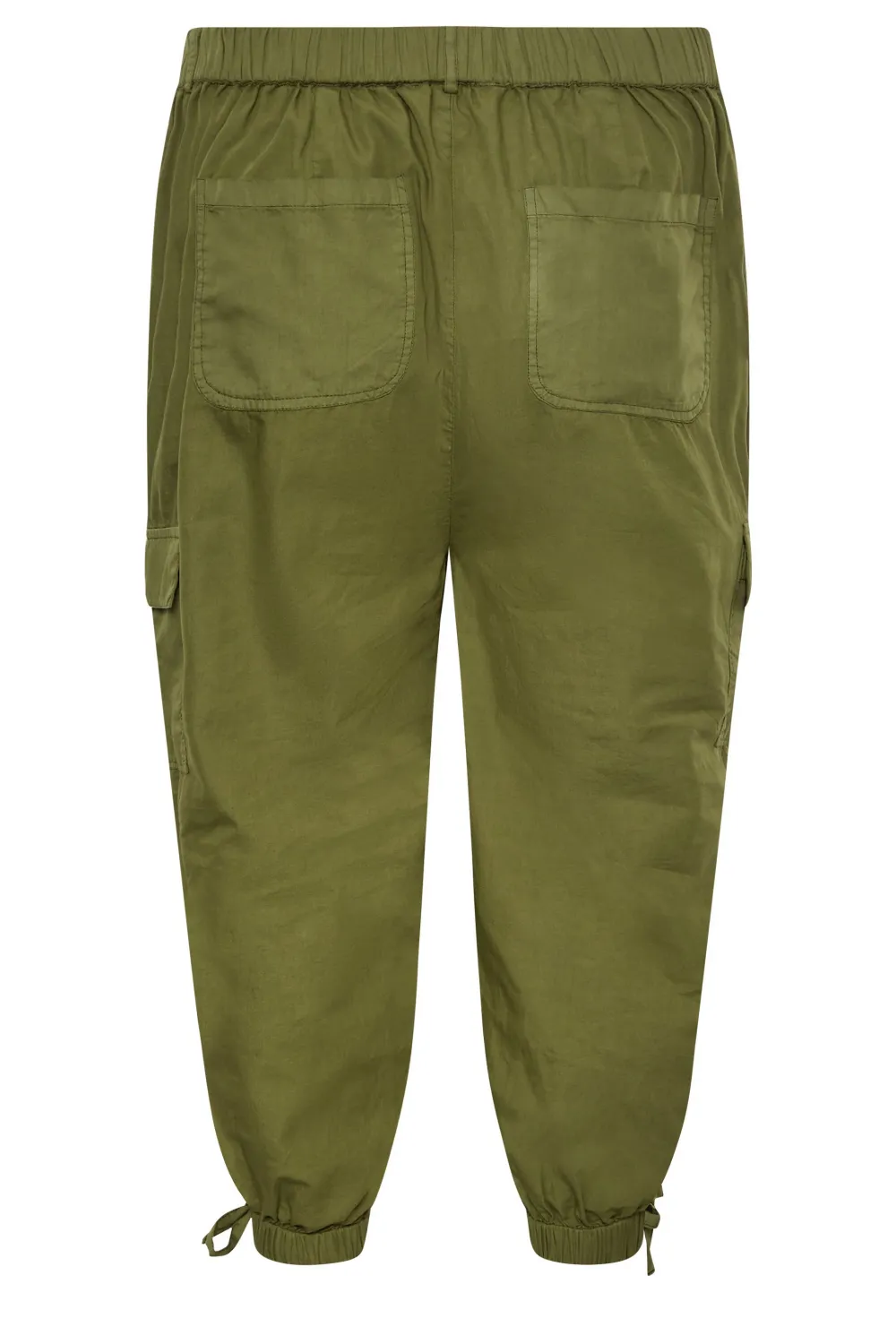 YOURS Curve Khaki Green Cropped Cargo Trousers