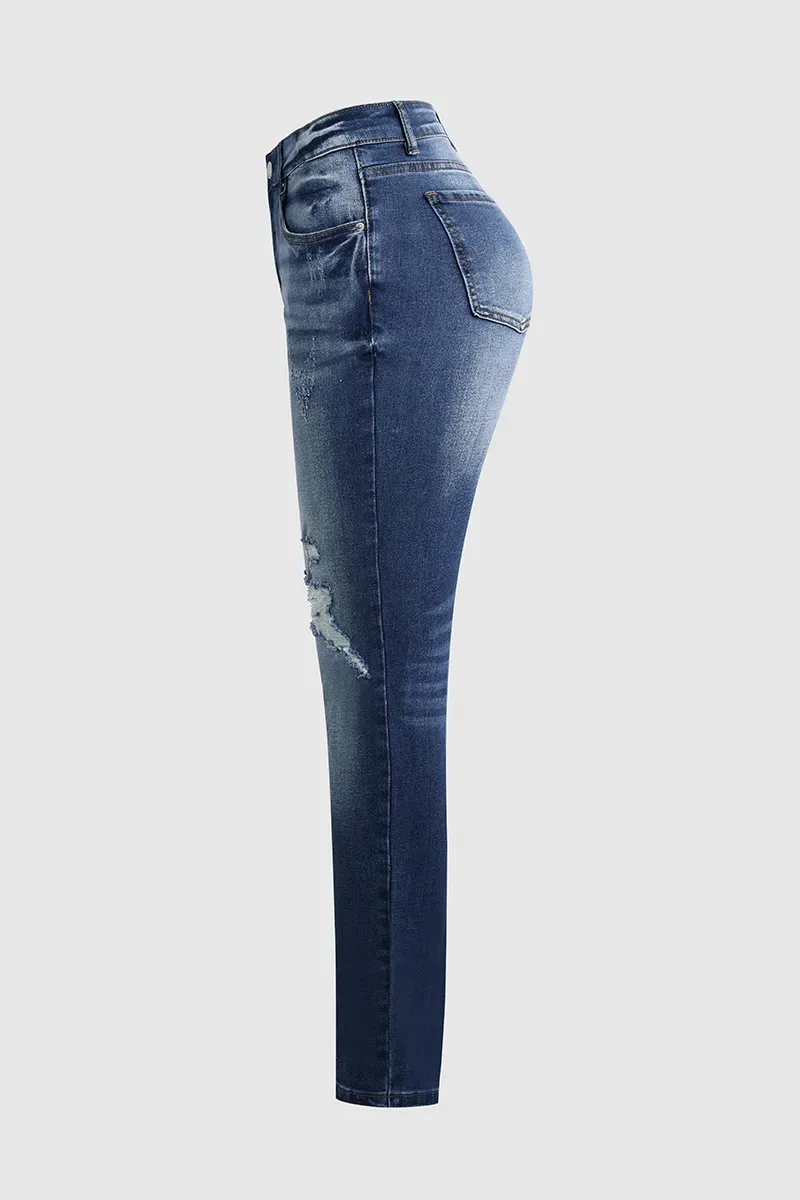 Distressed Low Rise Skinny Jeans