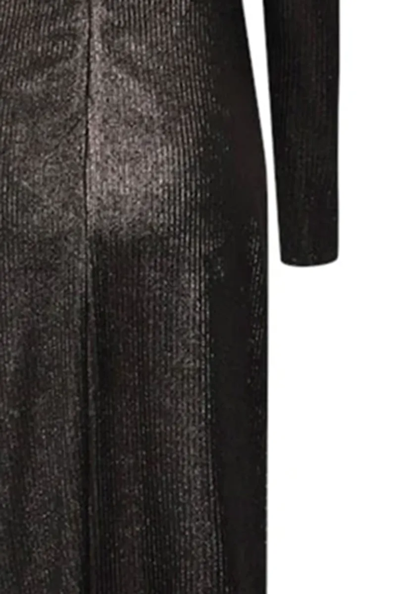 Crew Neck Maxi Dress with Metallic Fibres