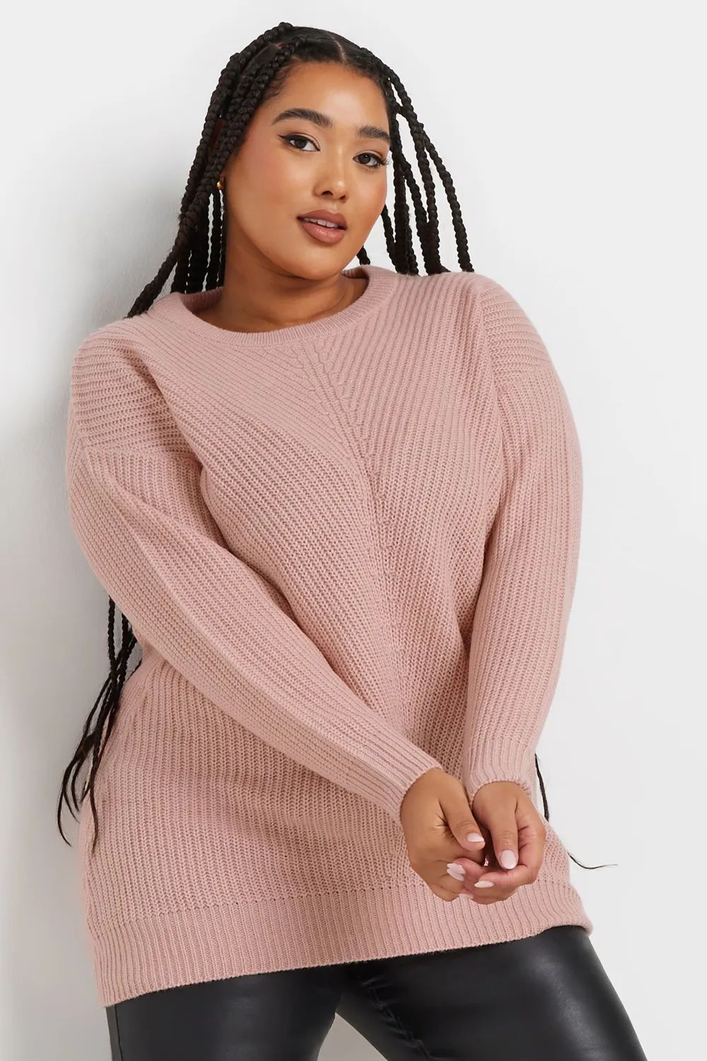YOURS Curve Black & White Essential Knitted Jumper