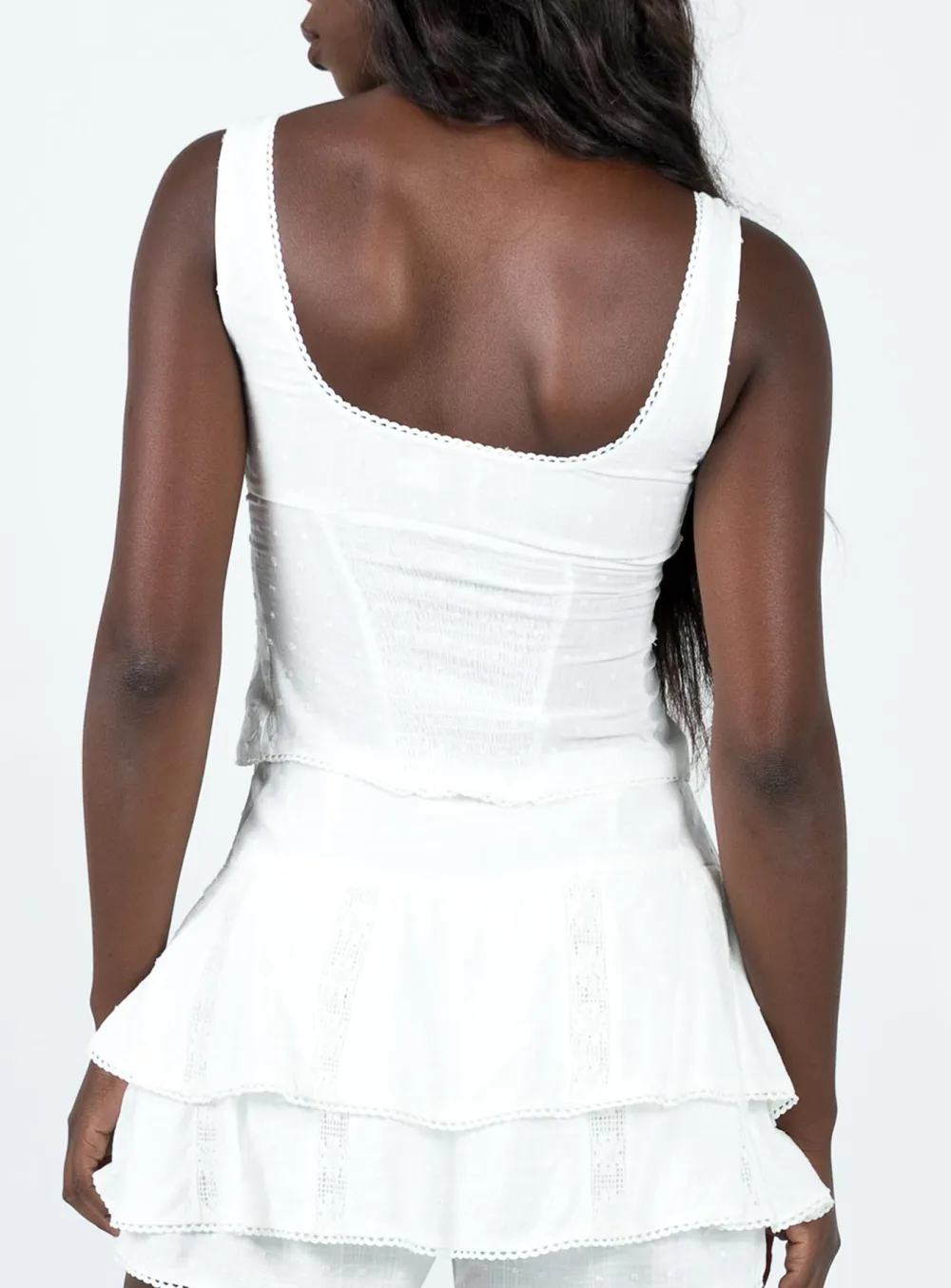 Square Neck White Crochet Crop Top