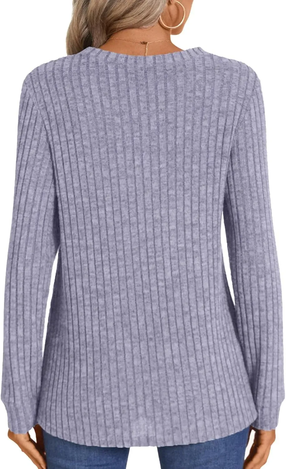 HOTGIFT Womens 2024 Fall Winter Tunic Tops Long Sleeve Casual T-Shirts Soft Comfy Stripe Blouse Lightweight