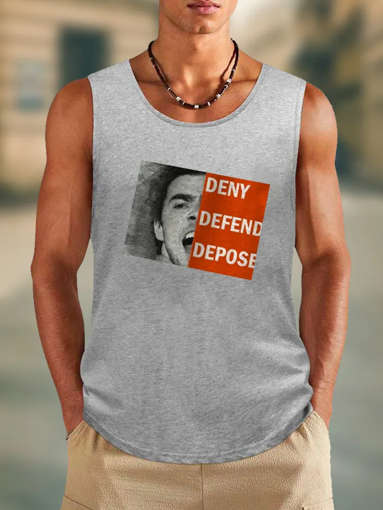 Men'S Deny Defend Depose Round Neck Cotton Vest