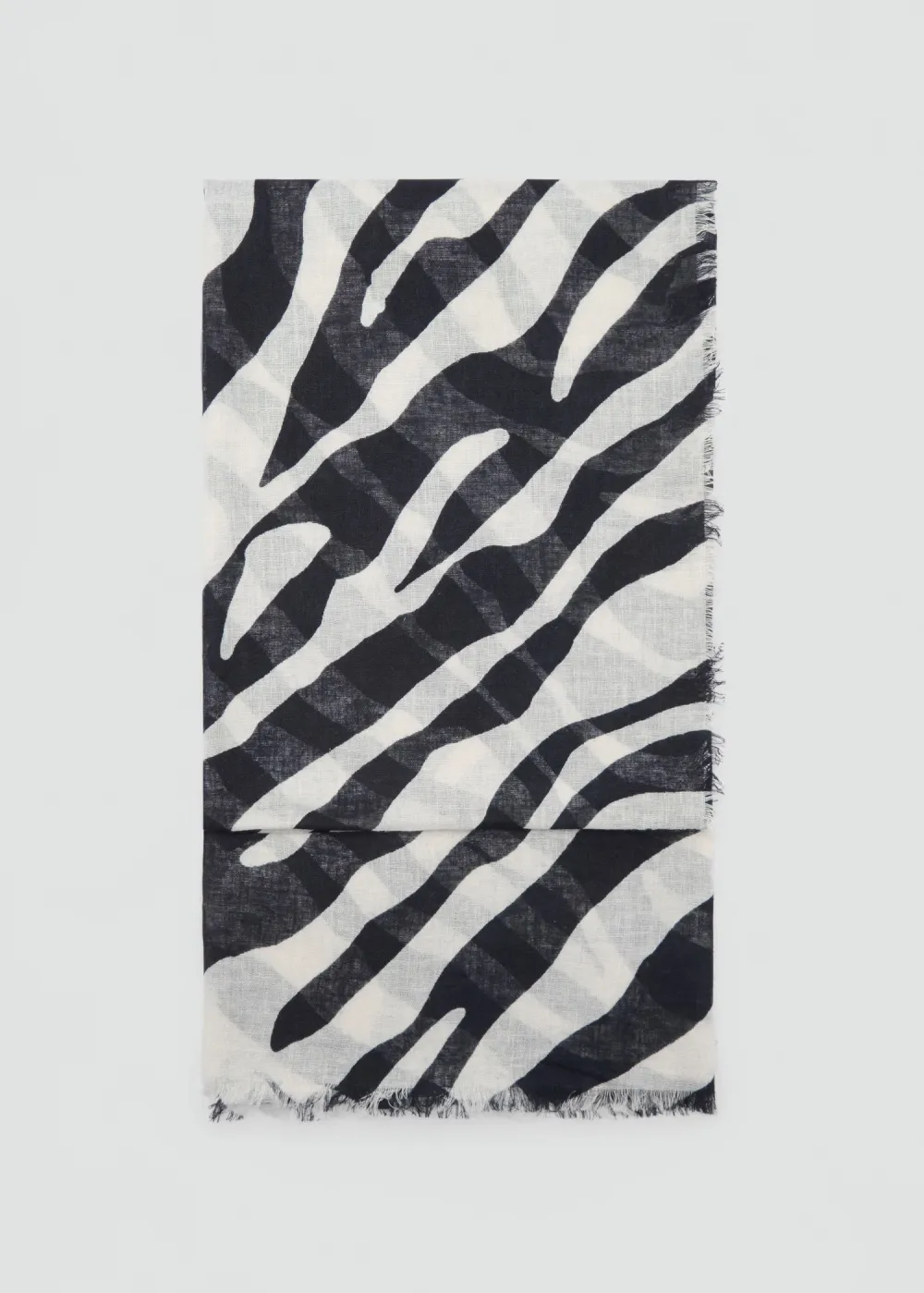 Black Casual Style Zebra  Print  Scarf