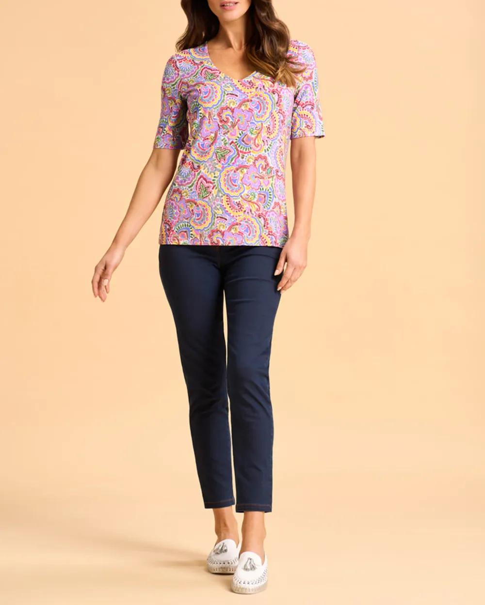 1/2 Sleeve V-Neck Tee