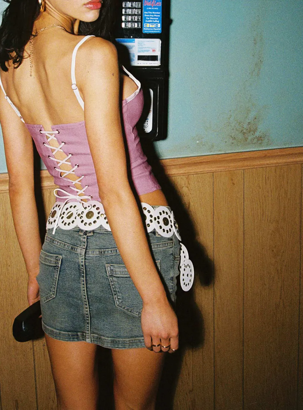 Low Rise Pocket Denim Mini Skirt