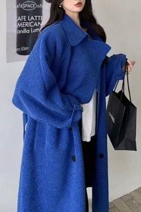 Solid Sherpa Belt Lapel Coat