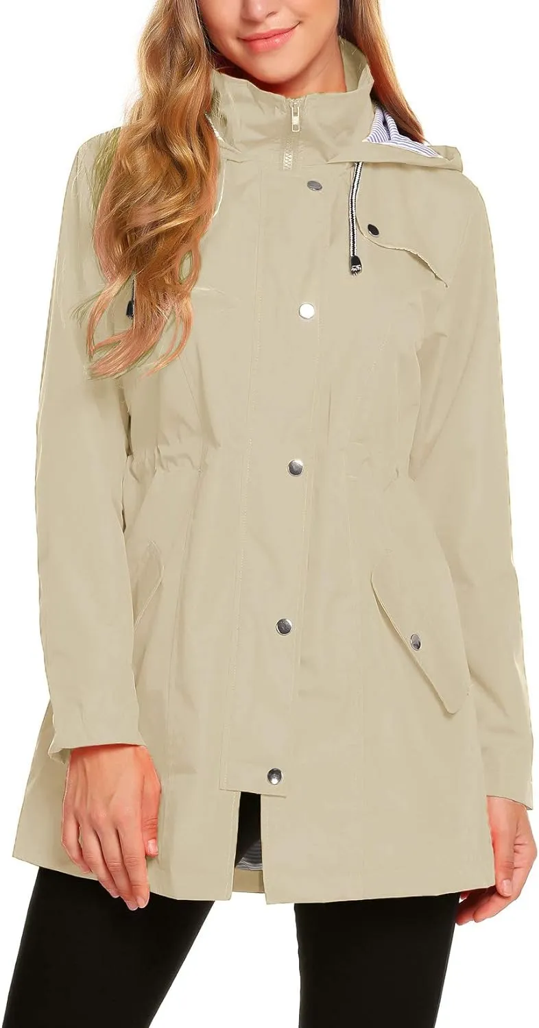 Womens Lightweight Hooded Waterproof Active Outdoor Rain Jacket S-XXL