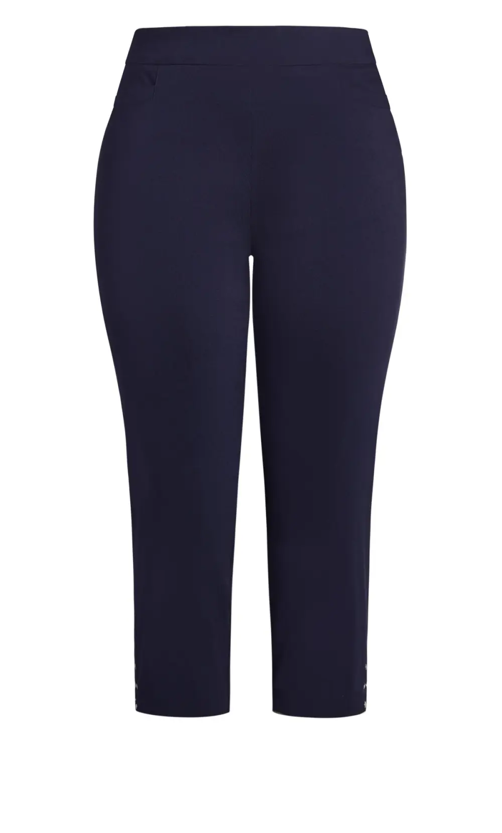 Evans Navy Blue Cut Out Stud Cropped Leggings