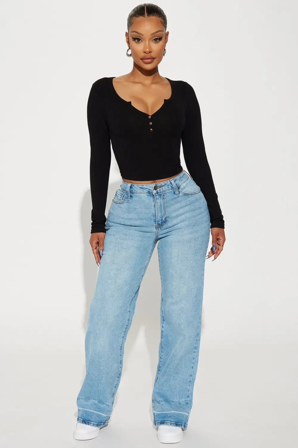 Lora Long Sleeve Top - Black