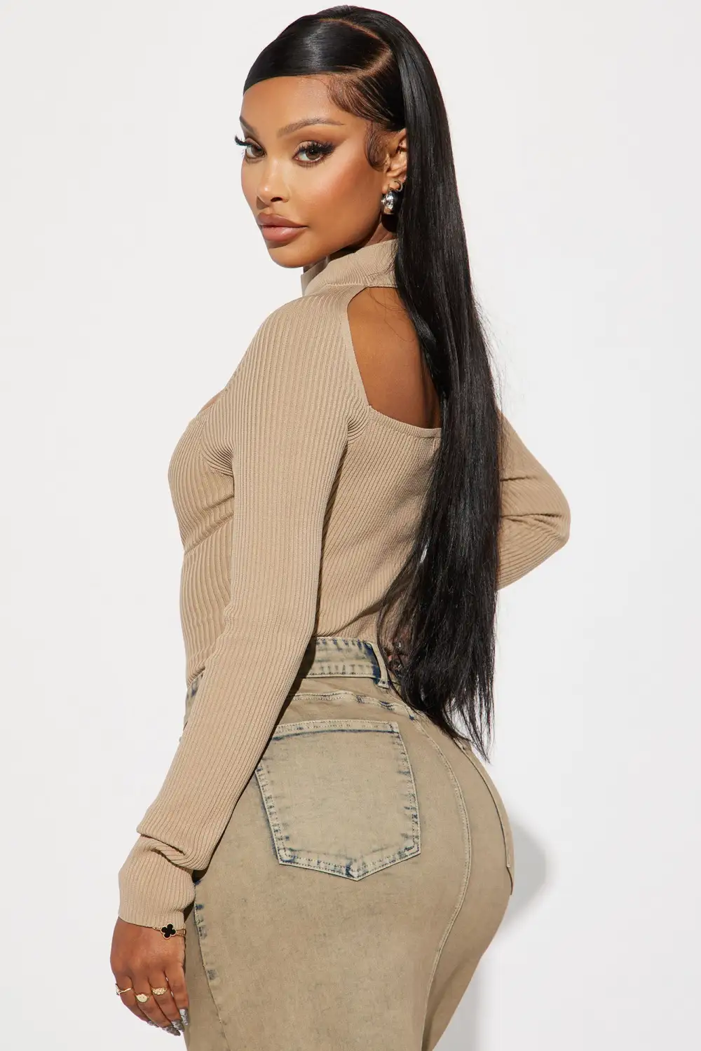 Jodeci Sweater Bodysuit - Taupe