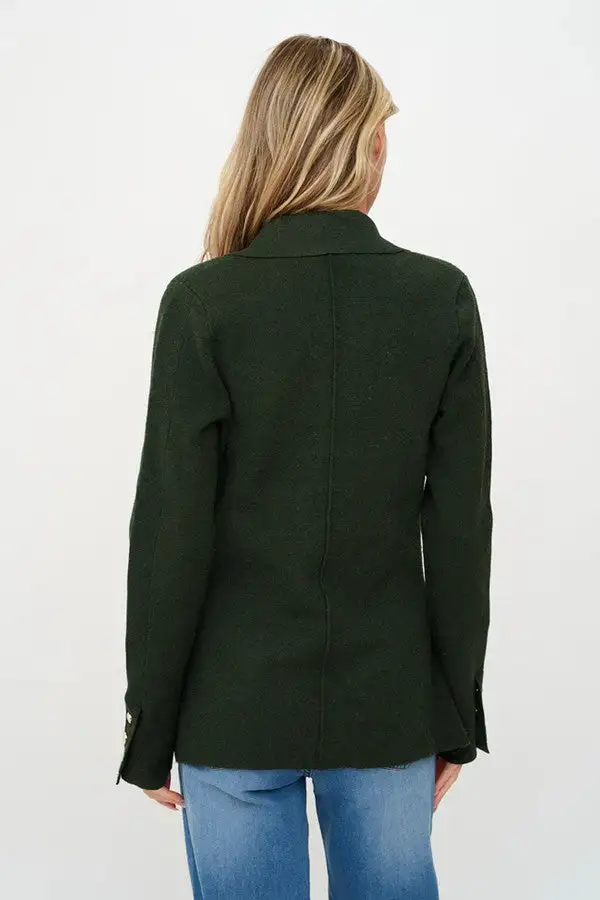 Dark Green Tailored Knit Blazer