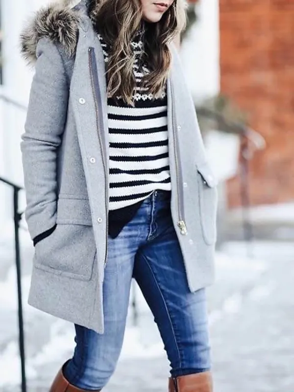 Women's Winter Coat Fleece Casual Jacket Hoodie Jacket Comfortable Street Casual Daily Casual Daily Zipper Pocket Zipper Hoodie Casual Street Style Plain Outerwear Long Sleeve Winter Fall Gray