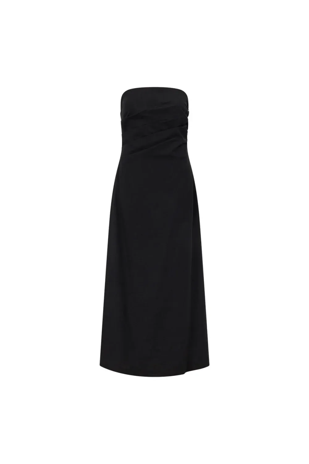 Strapless Ruched Midi Dress