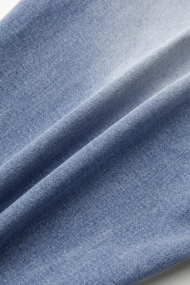 Double Button Mid Waist Straight Leg Jeans