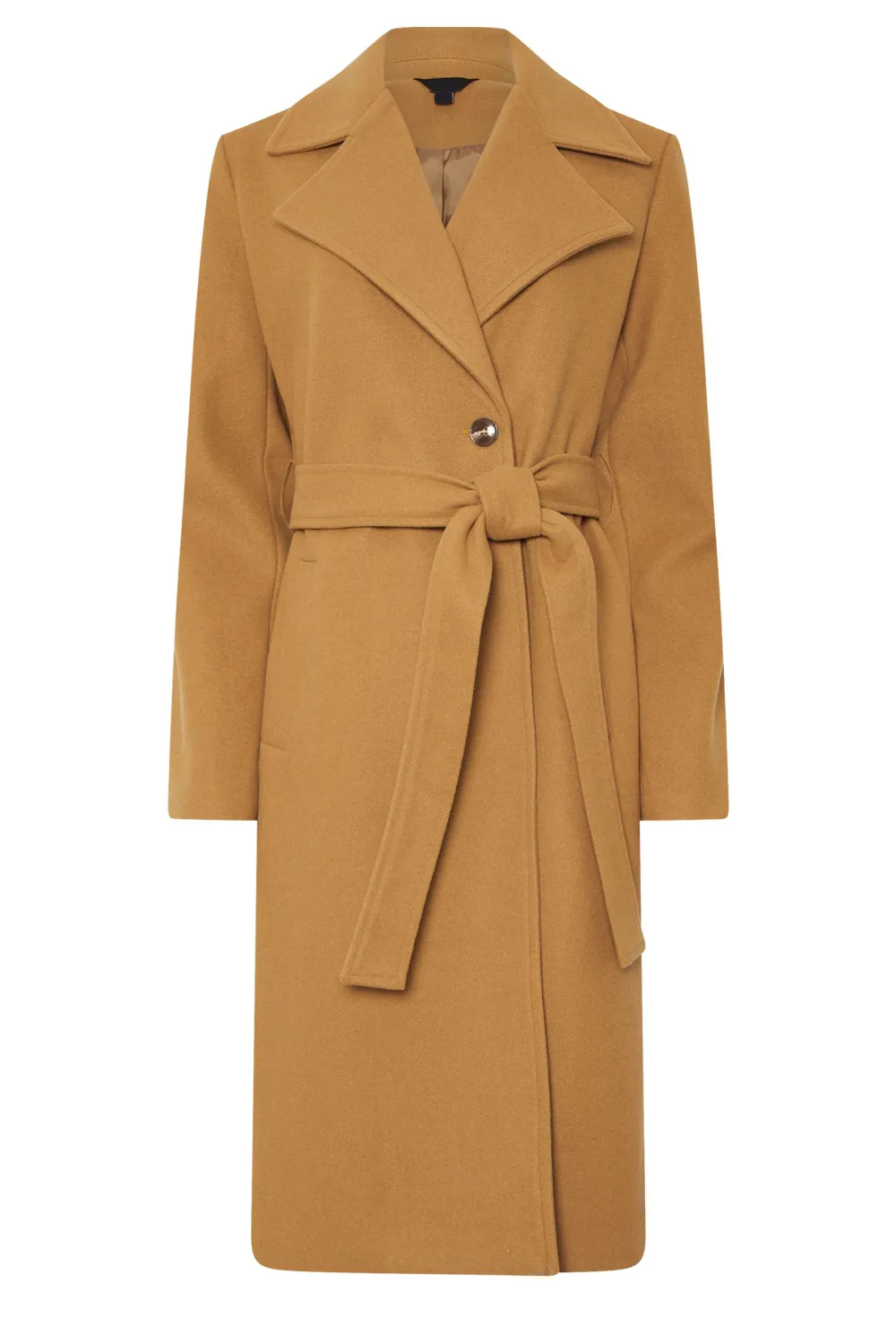 Side Pockets Formal Wrap Belted Midi Coat