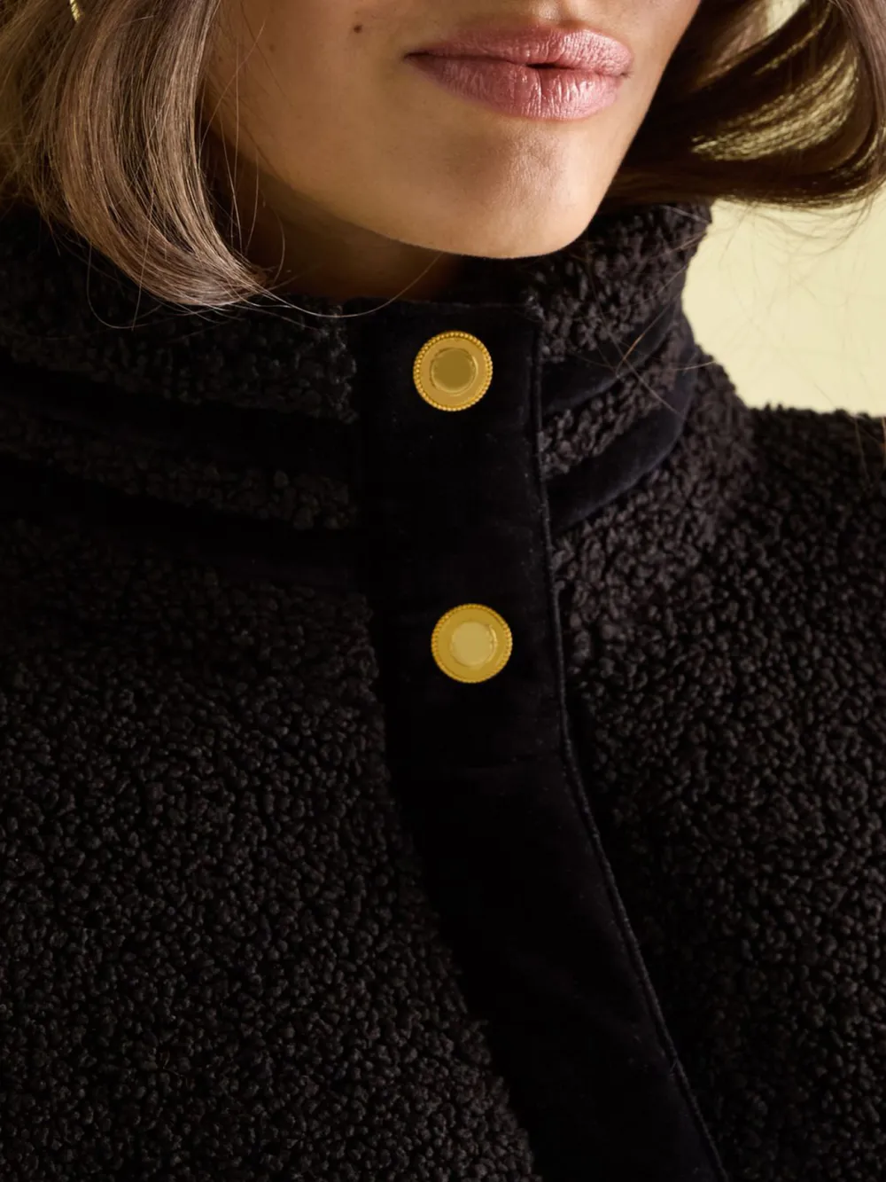 Funnel Neck Black Fleece Jacket