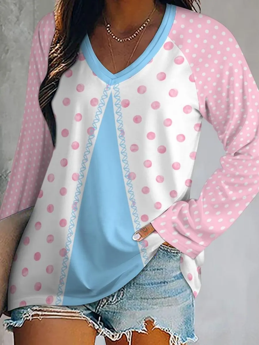 Cute Polka Dot Raglan Top
