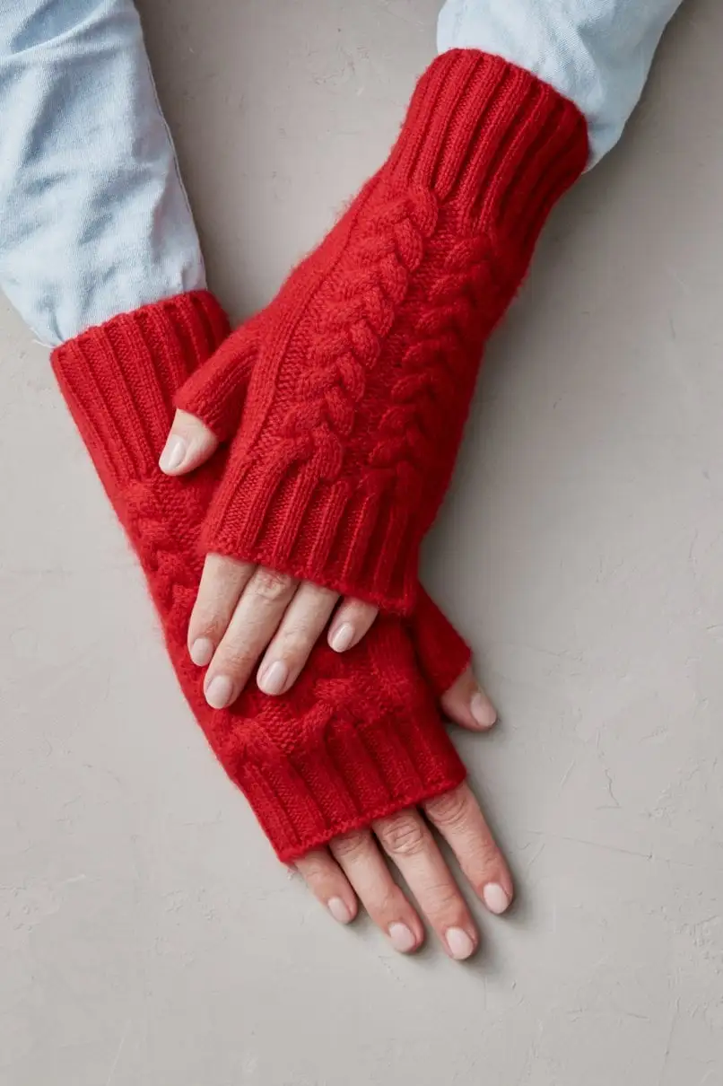 Women's Fingerless Cashmere Gloves