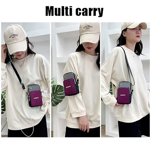 Men's Women's Crossbody Bag Shoulder Bag Wristlet Mobile Phone Bag Oxford Cloth Outdoor Daily Zipper Large Capacity Waterproof Lightweight Color Block Black Red Blue