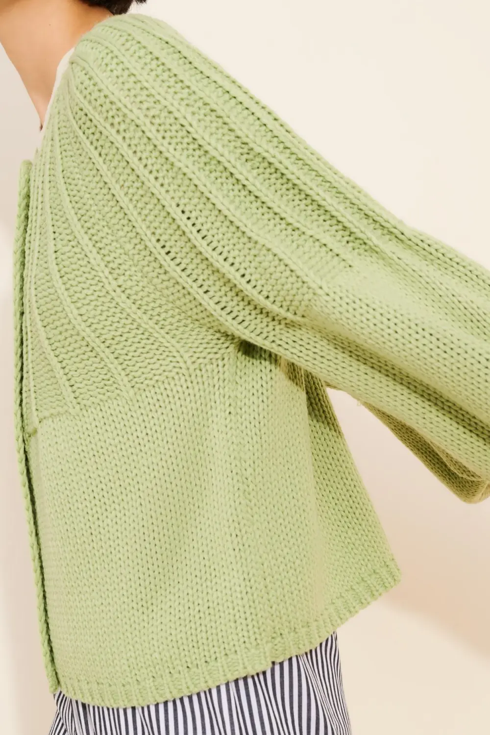 Balloon Sleeve Textured Cardigan