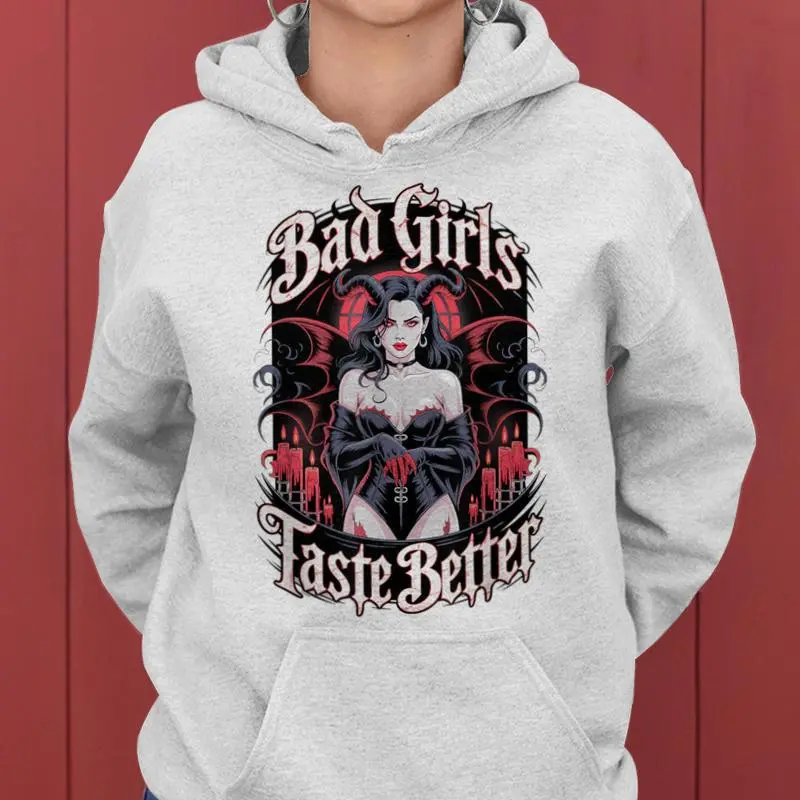 Bad Girls Taste Better Tattoo Lover Vintage Halloween Women Hoodie