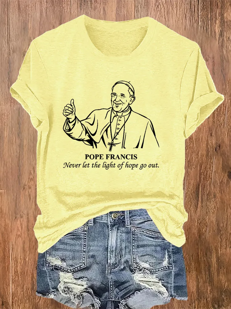 Women's Never Let The Light Of Hope Go Out Print Short Sleeve Round Neck Cotton T-Shirt