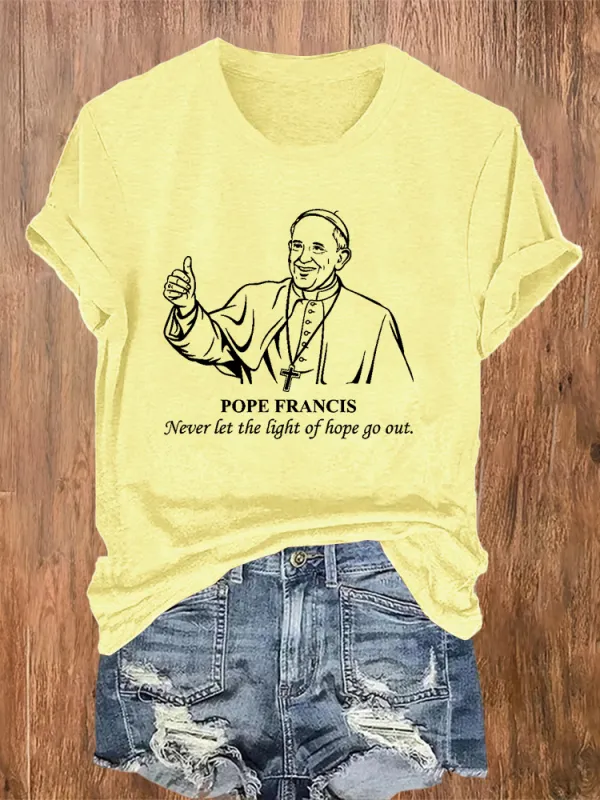 Women's Never Let The Light Of Hope Go Out Print Short Sleeve Round Neck Cotton T-Shirt