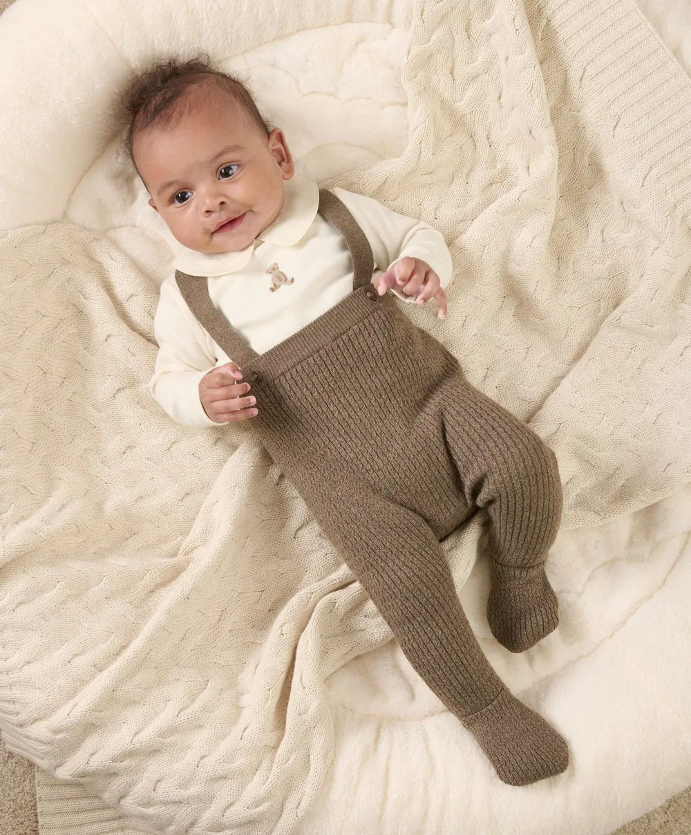 Knitted Dungarees & Bodysuit - Teddy Bear
