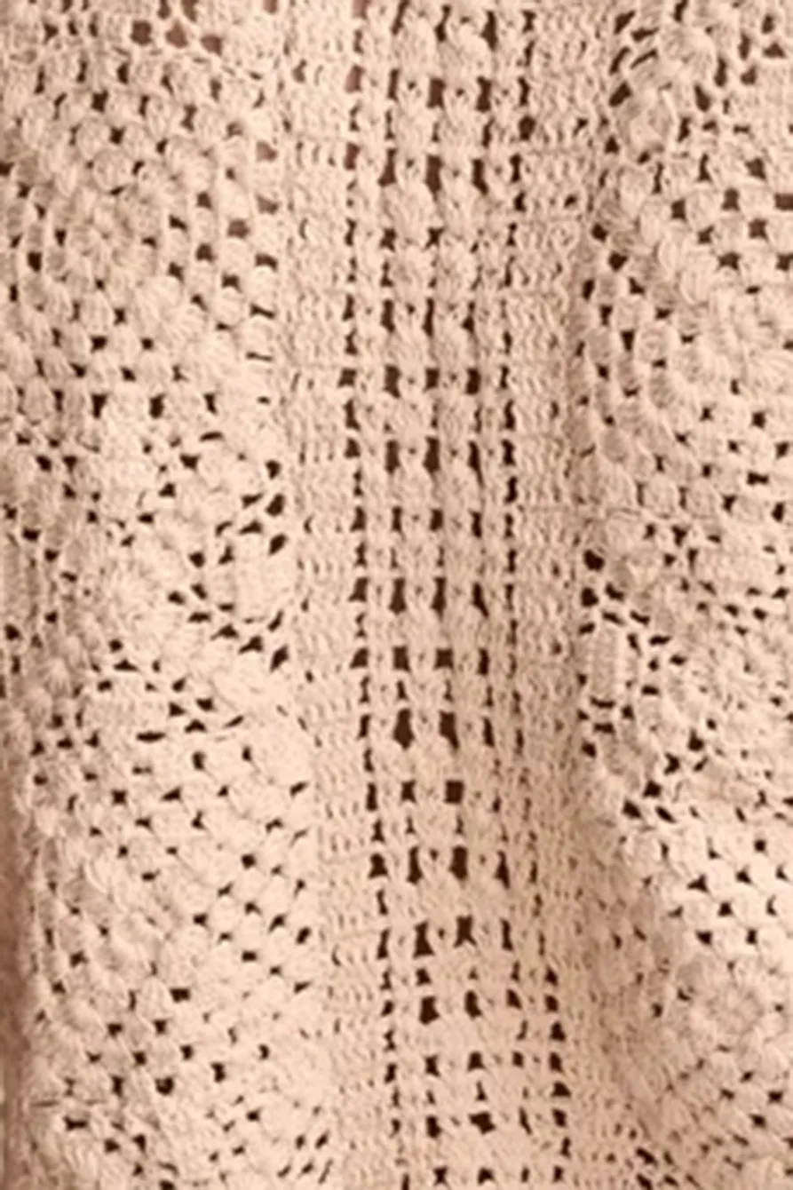 Blush Pink Crochet Trim Short Sleeve Henley