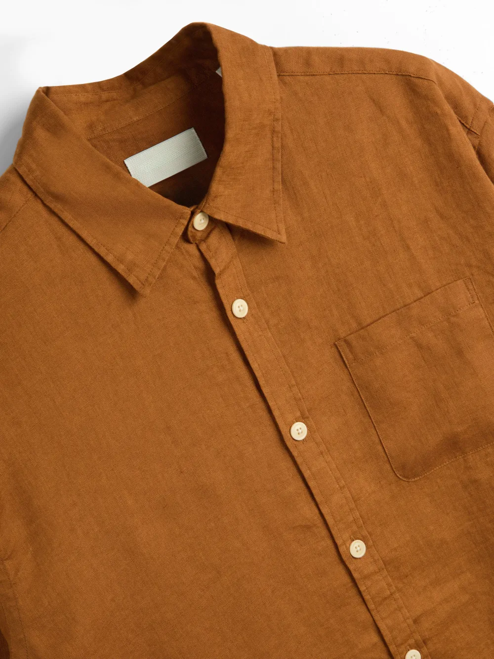 Casual Style Long Sleeve Orange Linen Shirt