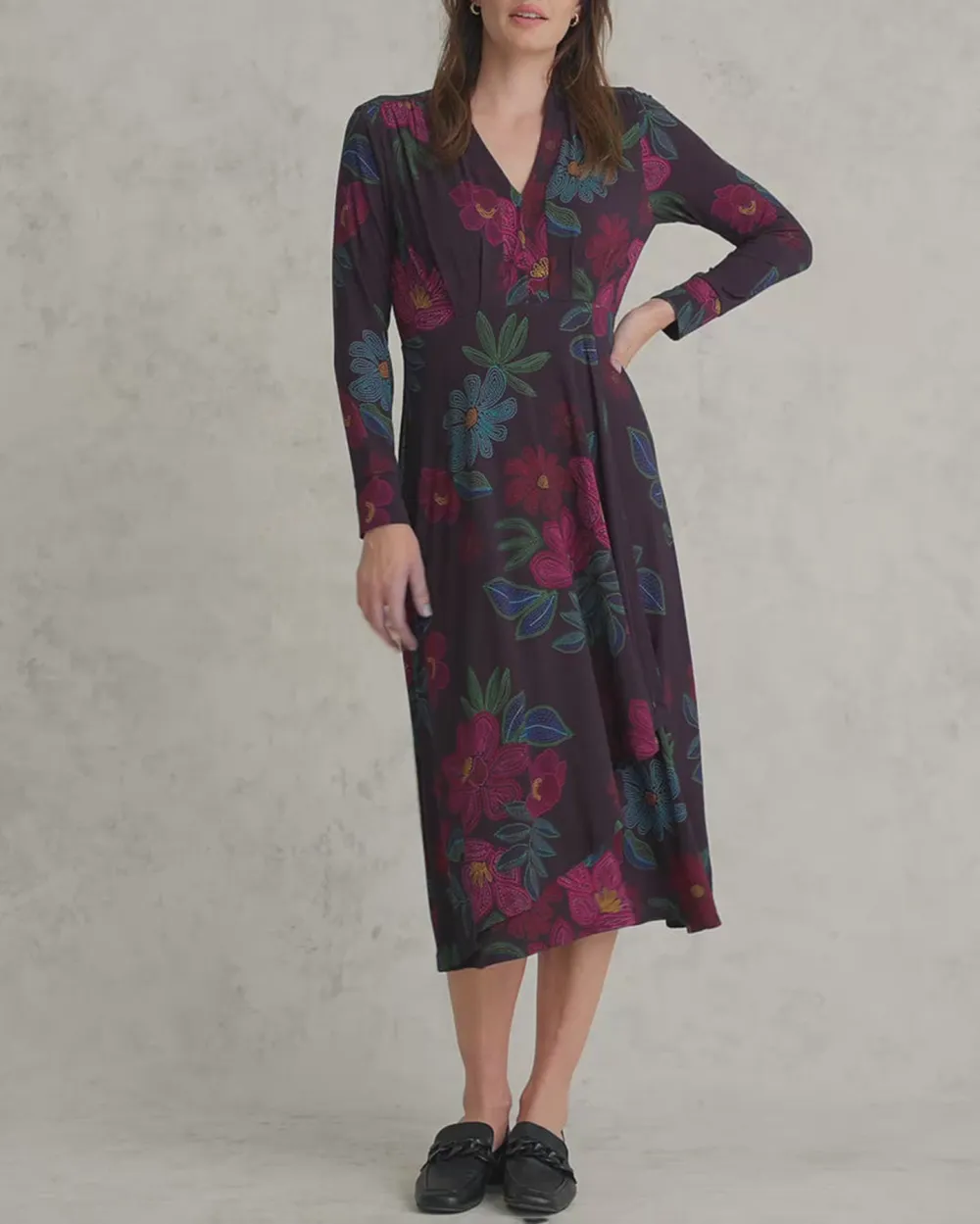 Printed Jersey Midi Dress