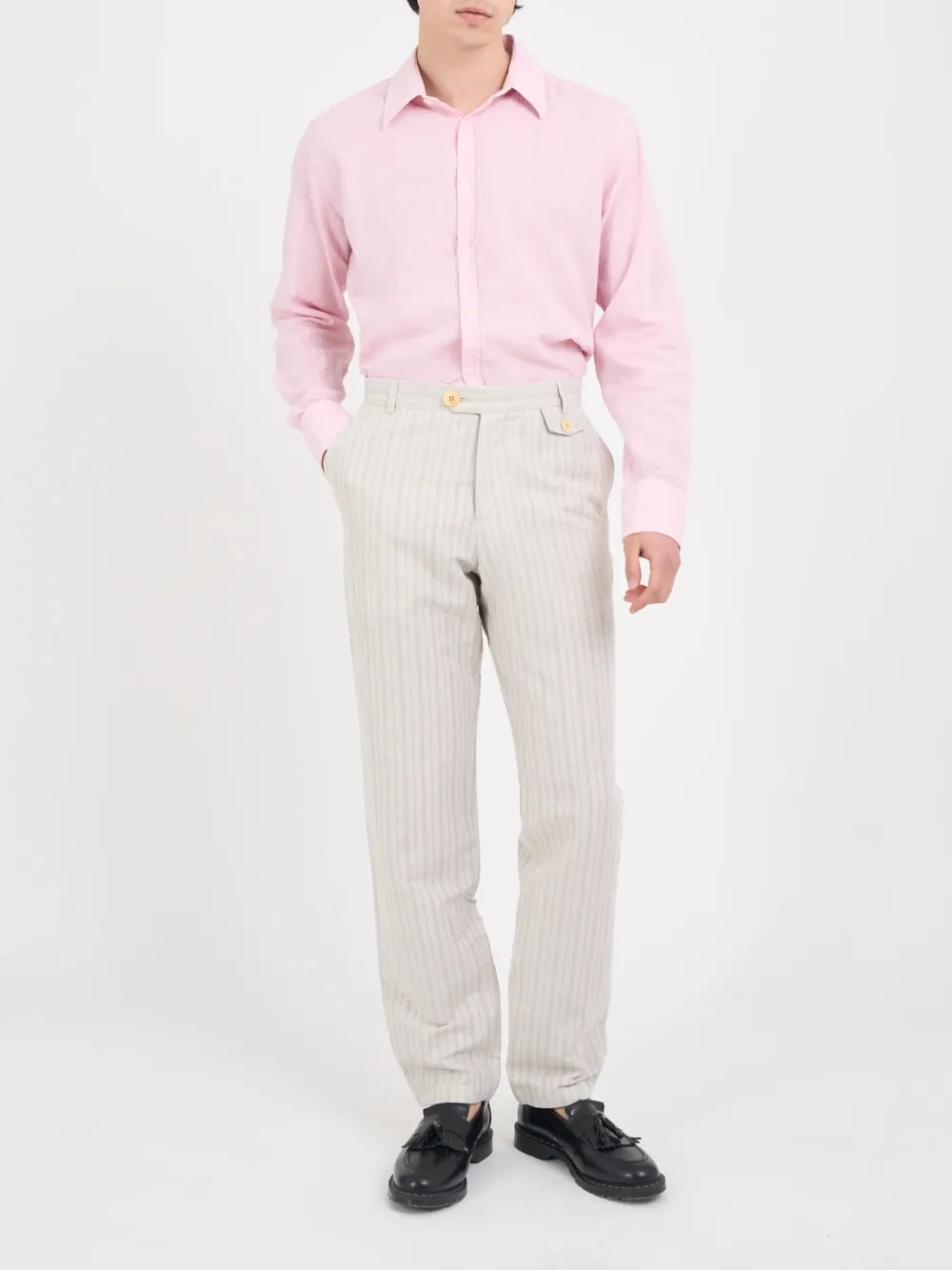 Sand Casual Style Cotton-Linen Trousers