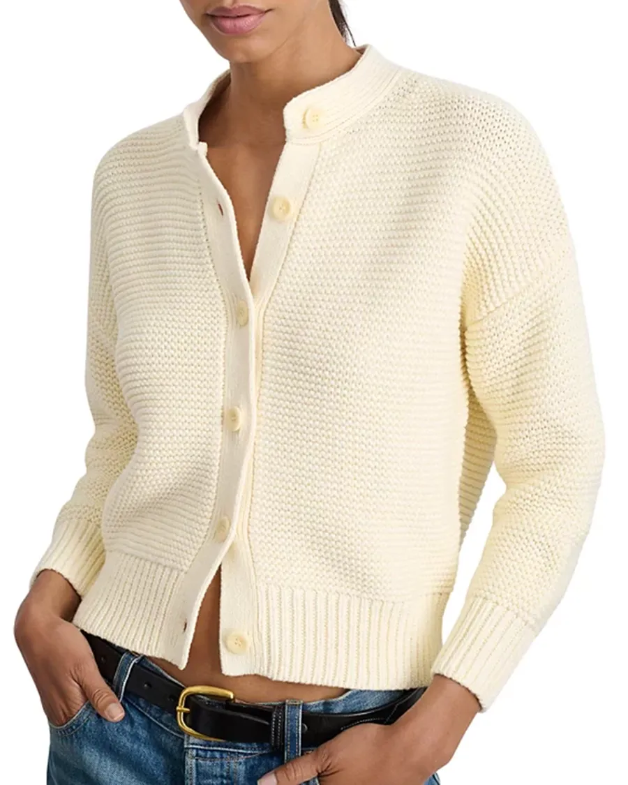 Casual Style Crewneck Cotton Cardigan