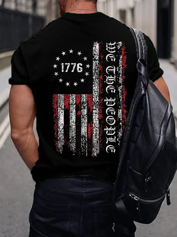 Men'S Shirt With National Flag 1776 Print T-Shirt
