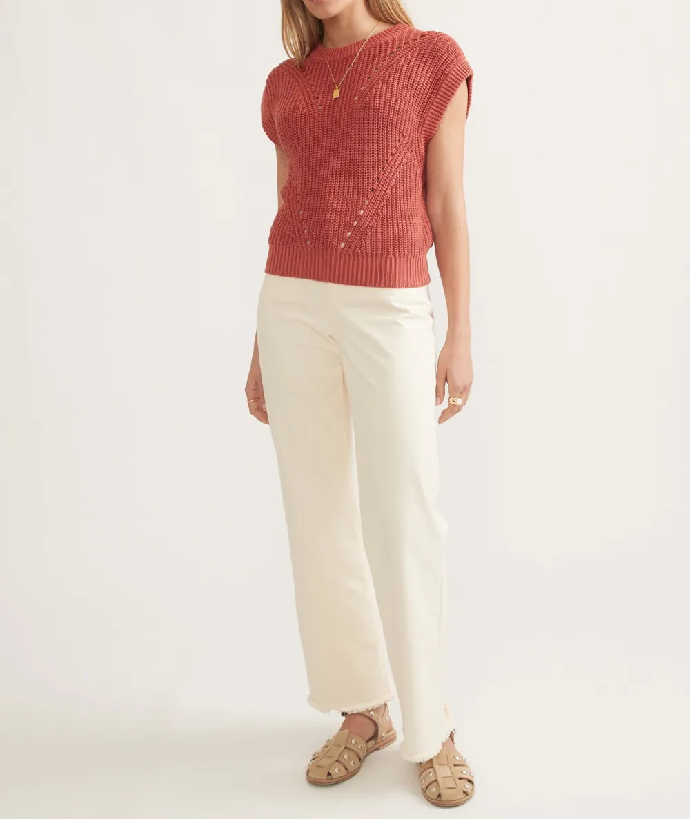 Sleeveless Knit Vest with Patterned Front