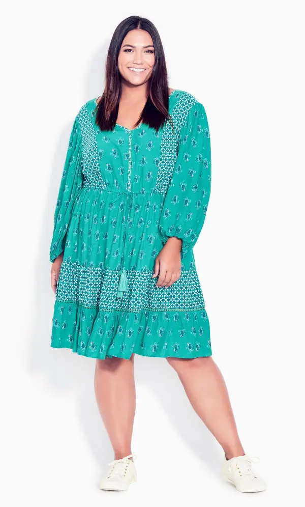 Evans Green Geometric Tunic Dress