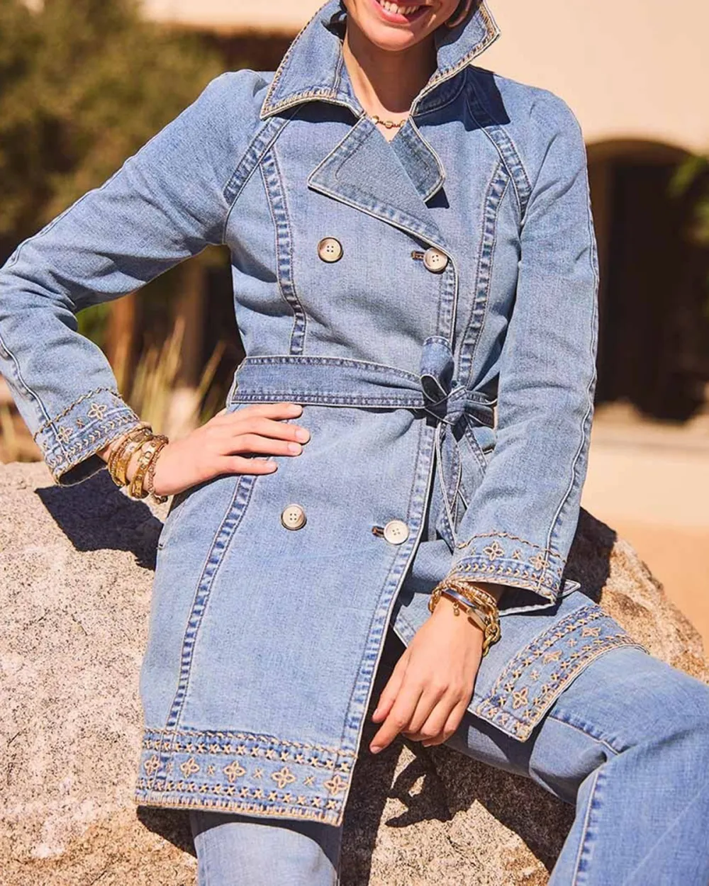 Blue Belted Denim Jacket