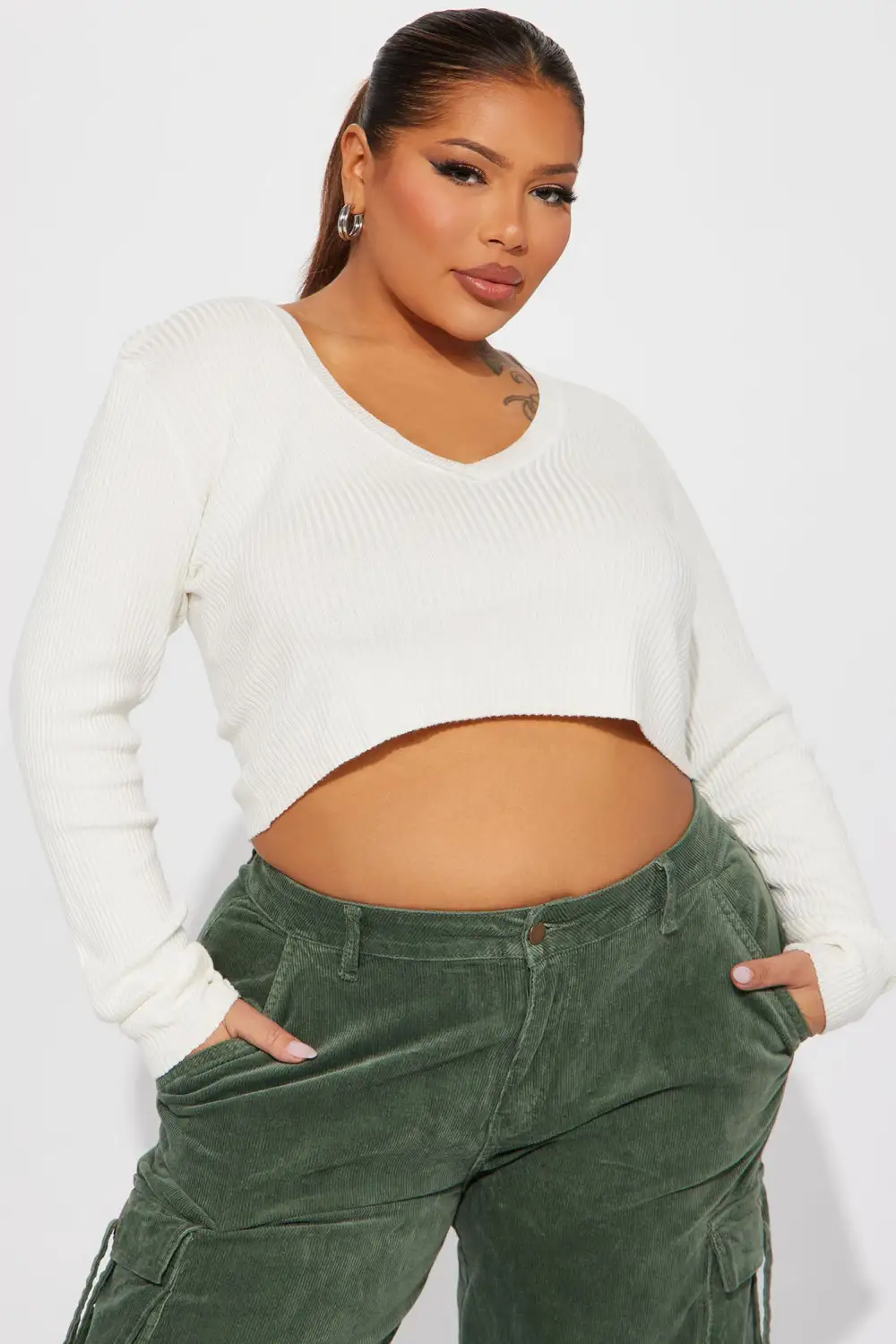 Sheila Ribbed Crop Sweater - Ivory