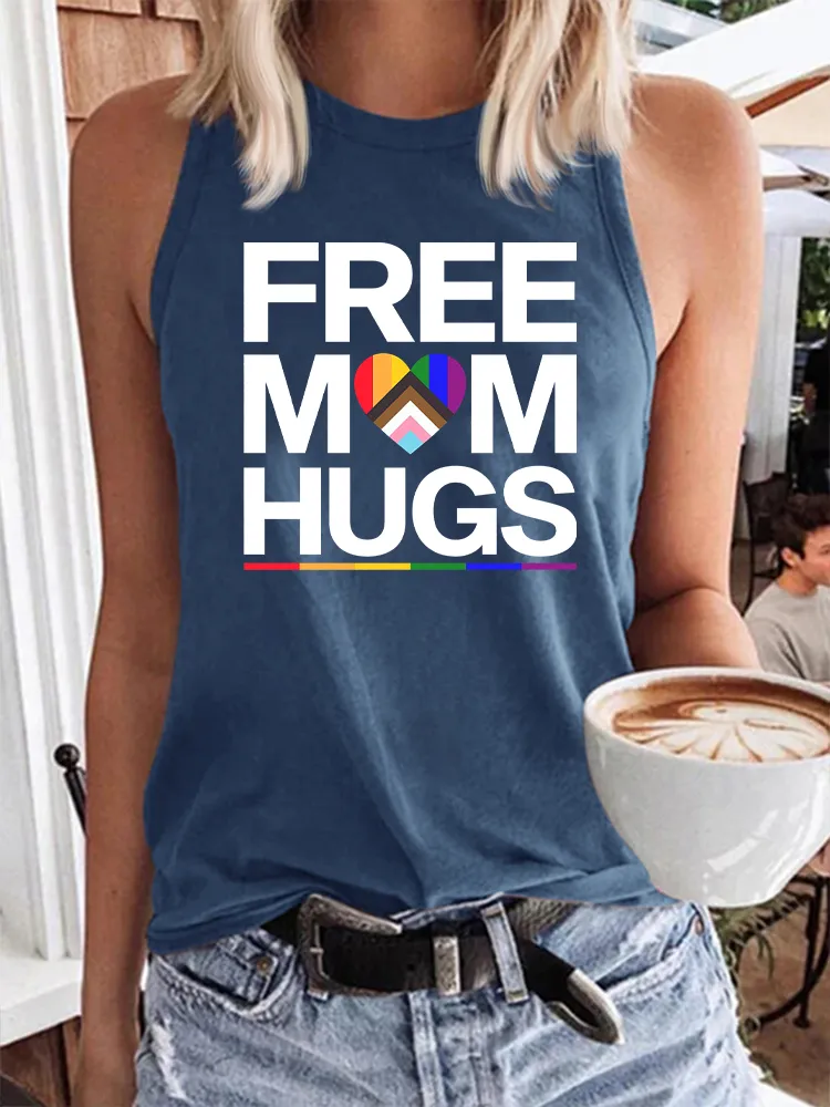 Women's Gay Day Free Mom Hugs Crew Neck Vest