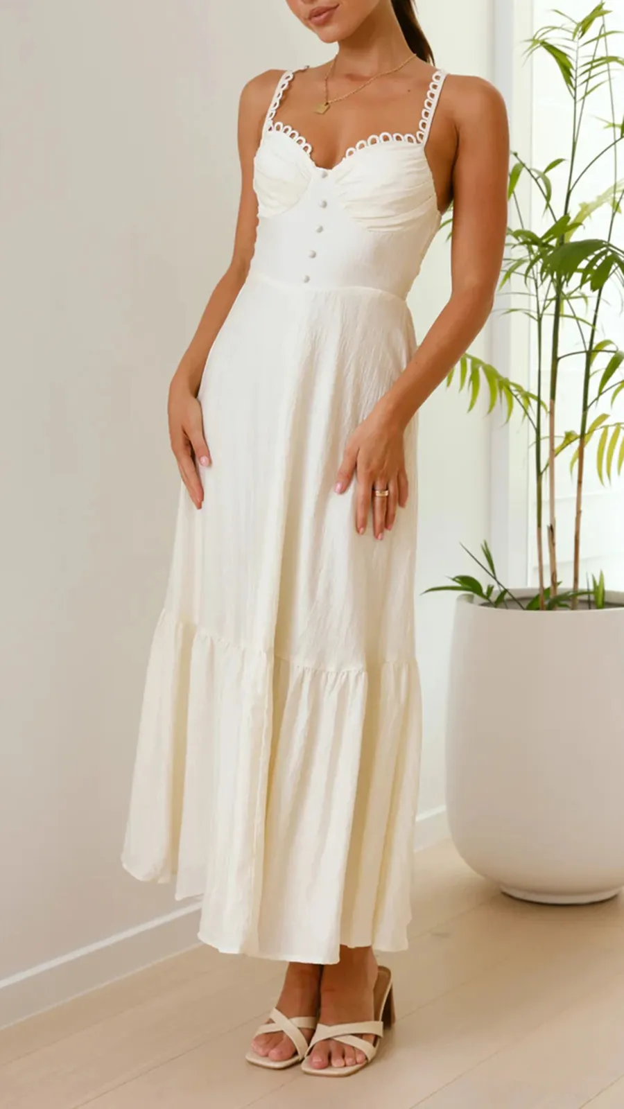 Front Button Detailing Maxi Dress