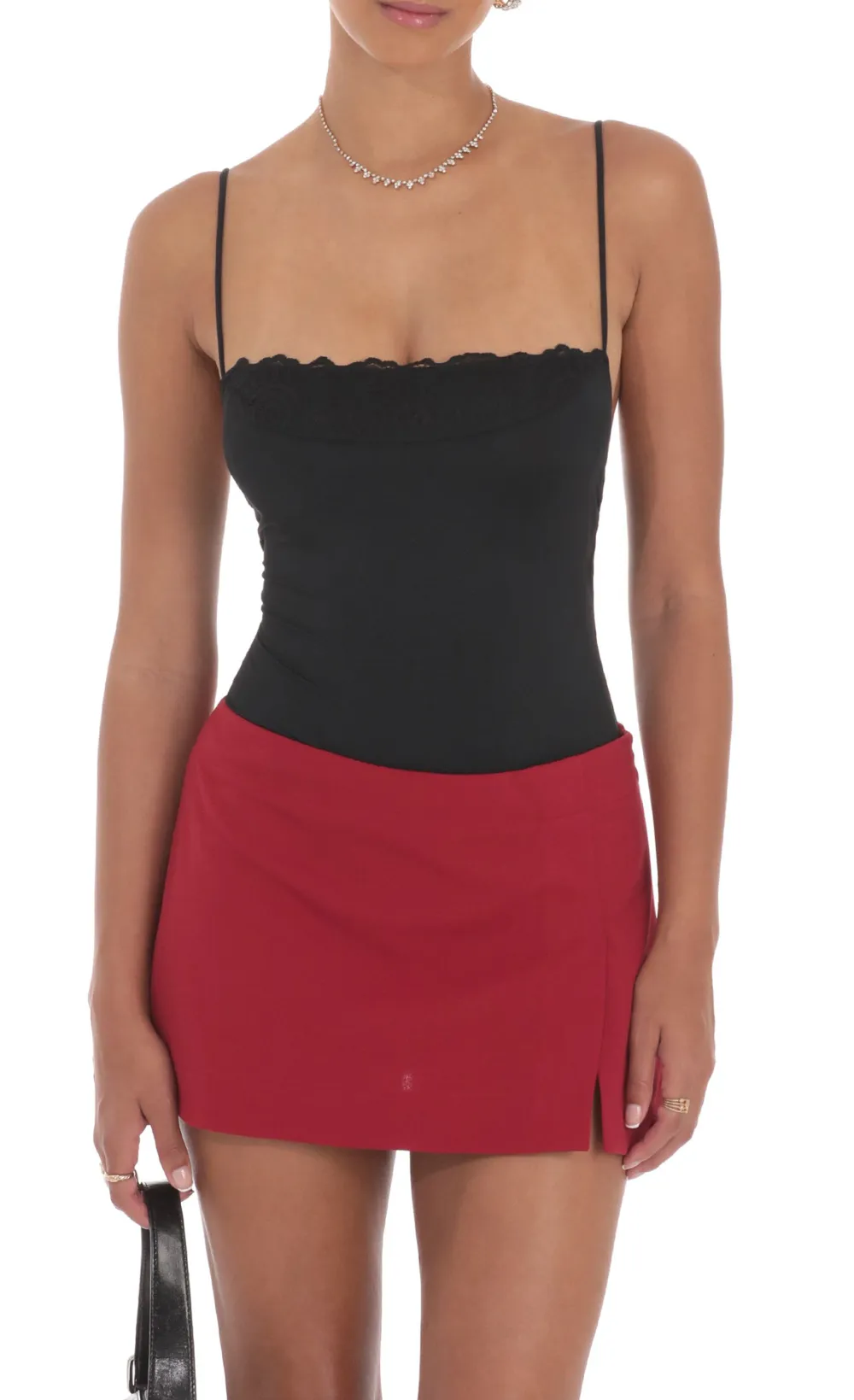 Lace Bust Bodysuit in Black