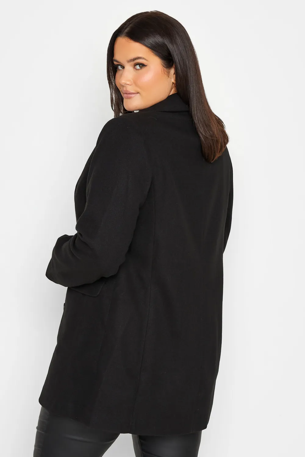 LTS Tall Navy Blue Double Breasted Brushed Jacket