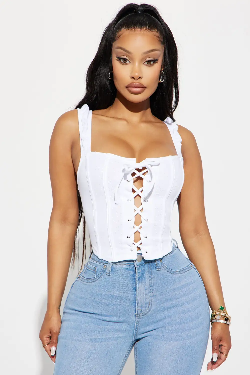 Pour Me Champagne Corset Top - White